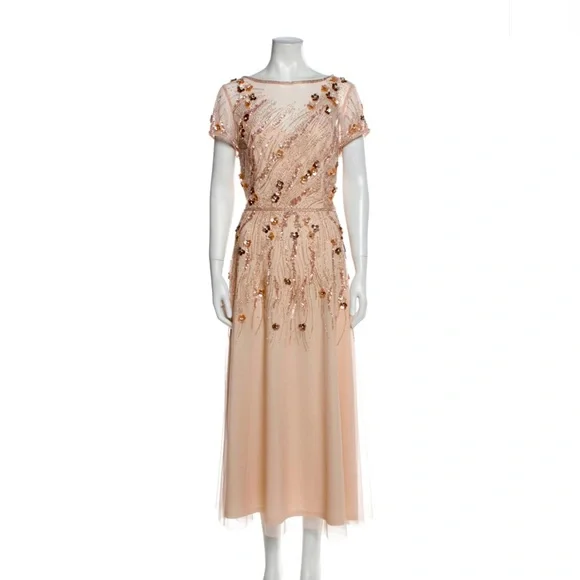 Theia Dresses | Theia Bateau Neckline Beaded Dress | Color: Pink | Size: 12 | Poshy7786's Closet